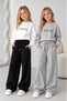 2 Pcs Black Gray Kids Sweatpants Tracksuit
