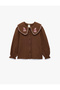 Embroidery Detailed Cotton Long Sleeve Muslin Baby Collar Shirt
