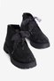 Women's Suede Boots with Stone Tulle Laces, Zipper, Thick Sole, Kora Black