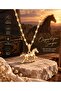 Vip Series Steel Horse Figured Necklace with Zircon Stone for Women - Gold Color Stainless Steel Jewelry