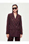 Viscose Blended Pocketed Buttoned Long Sleeve Double Breasted Blazer Jacket - 3