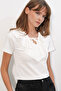Women's Short Sleeve Crop Blouse 40001 - White - 2
