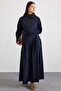 Zipper Closure Skirt Jacket Double Set Dark Blue 9474-Tk - 4