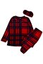 Boy's Cotton Winter Fleece Pajama Set Red Color with Sleeping Band and Plaid Pattern - 2