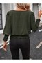 Women's Long Sleeve Round Neck Aerobin Blouse with Gipe Detail at Hem - 3