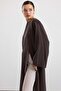 Deep Slit Oversize Long Tunic Brown 9838 - 3