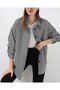 Women's Crowbar Pattern Oversized Shirt 3854 - Black - White - 6