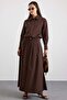 Zipper Closure Skirt Jacket Double Set Brown 9474-Tk - 2