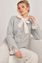 Women's Gray Lace Collar and Sleeve Detailed Heart Buttoned Knitwear Cardigan - 2