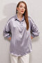 3985 Oversize Satin Shirt - Lilac - 3