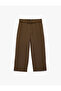 Comfortable Fit Pocketed Belted Barrel Fit Fabric Trousers