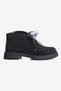 Women's Suede Boots with Stone Tulle Laces, Zipper, Thick Sole, Kora Black - 2