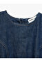 Comfortable Fit Cotton Crew Neck Short Sleeve Asymmetrical Cut Midi Denim Dress - 4