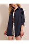 3900 Oversize Long Basic Shirt - Navy Blue - 4
