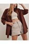 3900 Oversized Long Basic Shirt - Brown - 6