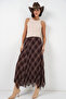 Women's Asymmetrical Cut Chiffon Skirt 8056 - Brown - 2