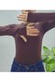 Women's Modal Fabric Crew Neck Long Sleeve Finger-Loop Body-Blouse