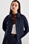 Zipper Closure Skirt Jacket Double Set Dark Blue 9474-Tk - 3
