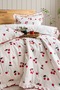 Ruffled Patterned Duvet Cover Set – Cherry, Flower and Butterfly Model Options Available - 3