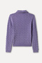 Women's Purple Braided Polo Collar Sweater - 2