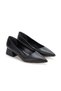 Women's Black Faux Leather Open Back Short Thick Heeled Comfortable Evening Dress Stiletto - 3