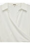 Comfortable Fit Classic Collar Long Sleeve Draped Double-Breasted Blouse - 3