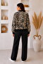 Women's Leopard Patterned Zippered Bomber Jacket with Ribbed Detail and Pockets Seasonal Women's Jacket - 2