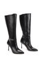Women's Black Pointed Toe High Thin Heeled Stylish Buckle Detailed Comfortable Boots - 5