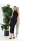 Women's Black Glitter Halter Neckline Backless Bodycon Pencil Midi Evening Dress - 2