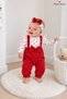 Baby Girl Set: Jumpsuit with Heart Pattern and Bow Detail, Bandana Included - 6
