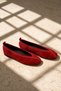 Vanesya Red Women's Genuine Leather Suede Trok Detailed Ballerina Shoes - 2