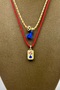 2 Pieces Enamel Vase Flower & Gold Heart Object Tasseled Bohemian Style Red White Yellow Blue Rope Necklace Set