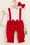 Baby Girl Set: Jumpsuit with Heart Pattern and Bow Detail, Bandana Included - 5