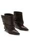 Women's Brown Layered Design Stylish Heeled Boots with Tassels on the Back and Double Belt