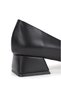 Women's Black Faux Leather Open Back Short Thick Heeled Comfortable Evening Dress Stiletto - 5