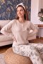 Salmon Be Kind Patterned Waffle Soft Long Sleeve Women's Pajama Set - 2