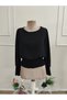 Women's Long Sleeve Round Neck Aerobin Blouse with Gipe Detail at Hem - 6