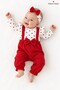 Baby Girl Set: Jumpsuit with Heart Pattern and Bow Detail, Bandana Included