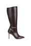 Women's Brown Pointed Toe High Thin Heeled Stylish Buckle Detailed Comfortable Boots - 3