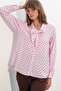 Women's Polka Dot Scarf Collar Blouse 40007 - Pink - 3