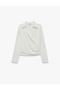 Comfortable Fit Classic Collar Long Sleeve Draped Double-Breasted Blouse