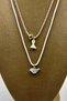 2 Pieces of Enamel & Gold Heart Pendant with Tassels, Bohemian Style White Blue Pink Glittery String Necklace Set