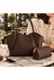 Women's Large Size Shoulder Bag – Soft Leather Look Stylish Shopper Bag + Makeup Bag Set of 2 - 3