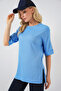 4332 Knitted T-Shirt with Side Slits - B.Blue - 3