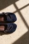 Axel Navy Blue Women's Genuine Leather Suede Mary Jane Ballerina Shoes with Buckle and Trok Detail - 4