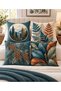 Botanical Patterned Decorative Throw Pillow Cover Forest, Pinecone, Fern and Leaf Design 43X43 Cm– (Double Sided)
