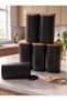 6'Li 300 ml Black Acrylic Spice Jar Set with Vacuum Bamboo Wooden Lid |   Label with Gift |   Kitchen Organizer