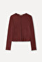 Women's Brick Red Crew Neck Long Sleeve Blouse