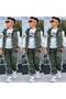 Boys' 3-Yarn Embroidered College Jacket Printed 3-Piece Set - Hooded Sweatshirt 100% Cotton Top and Bottom Set - 4