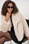 5186 Double-Breasted Plush Fur Coat - Beige - 2